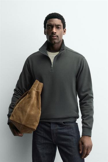 SUDADERA CUELLO CREMALLERA BÁSICA - Gris antracita de Zara