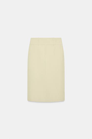 WIDE WAISTBAND MIDI SKIRT - Light beige by Zara - Image 0