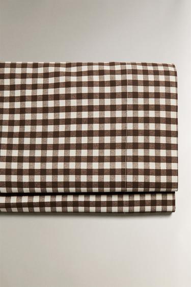 CHECK FLAT SHEET - Brown by Zara