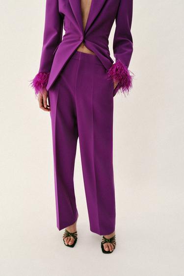 LOW-RISE STRAIGHT-LEG TROUSERS - Purple by Zara - Image 2