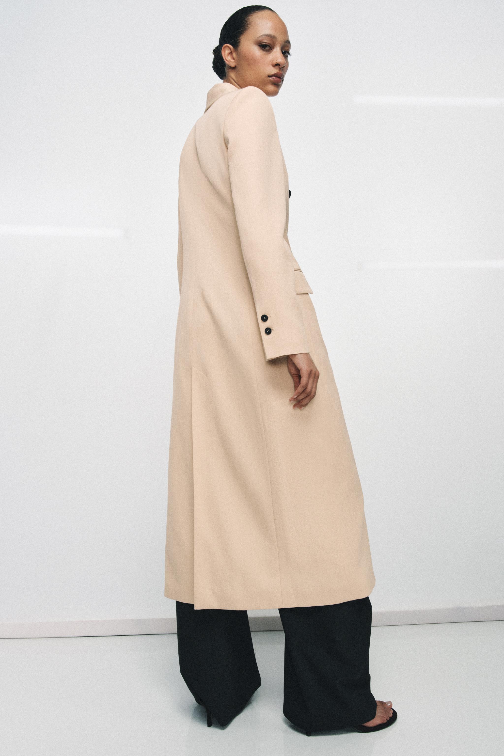 ZW COLLECTION FLOWY DOUBLE-BREASTED COAT