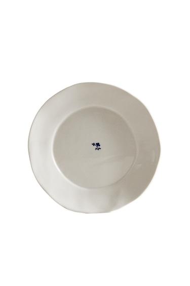 FLACHER TELLER PORZELLAN BLUMEN - Weiß / Marineblau von Zara