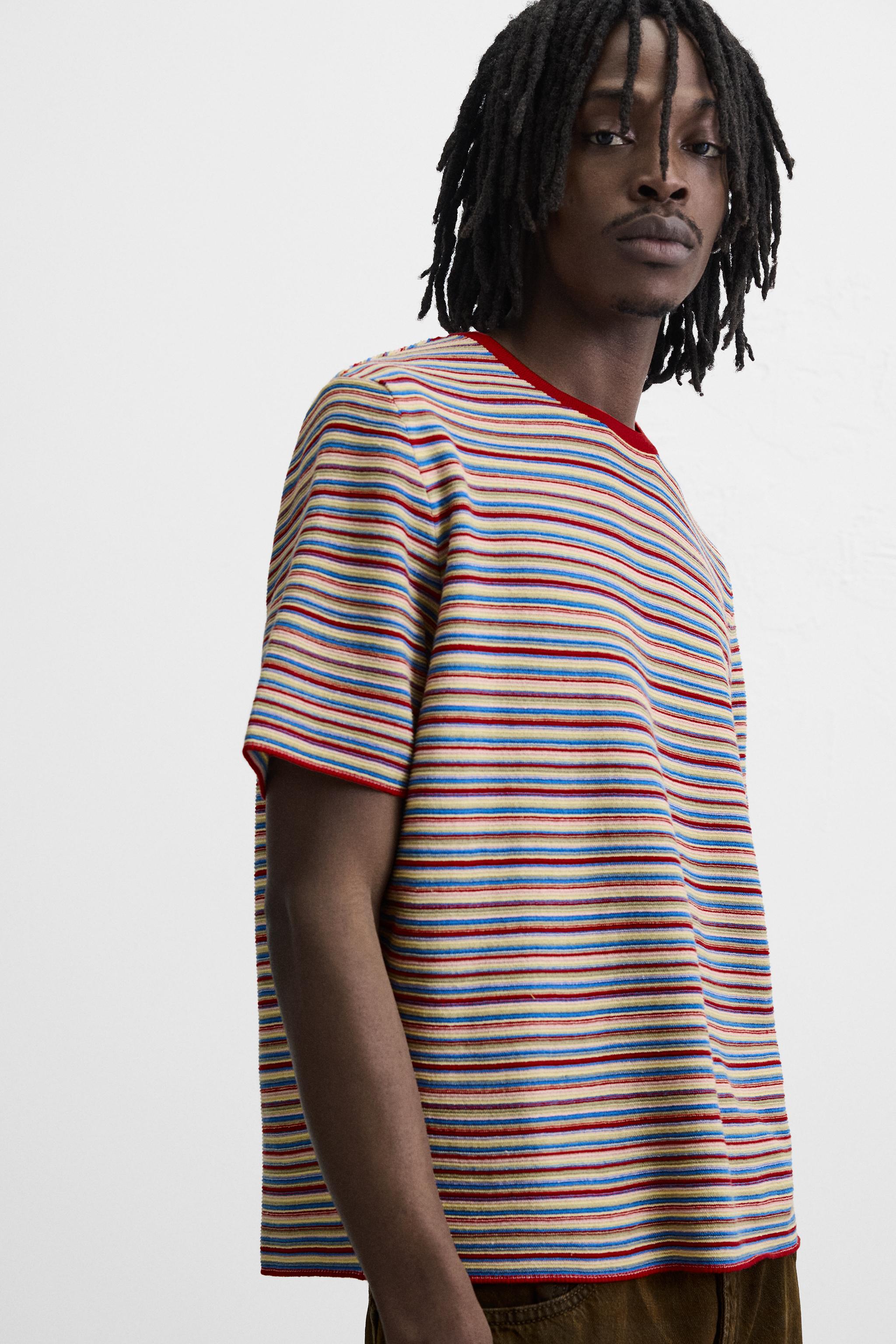 STRIPED KNIT T-SHIRT - Multicolored | ZARA United States