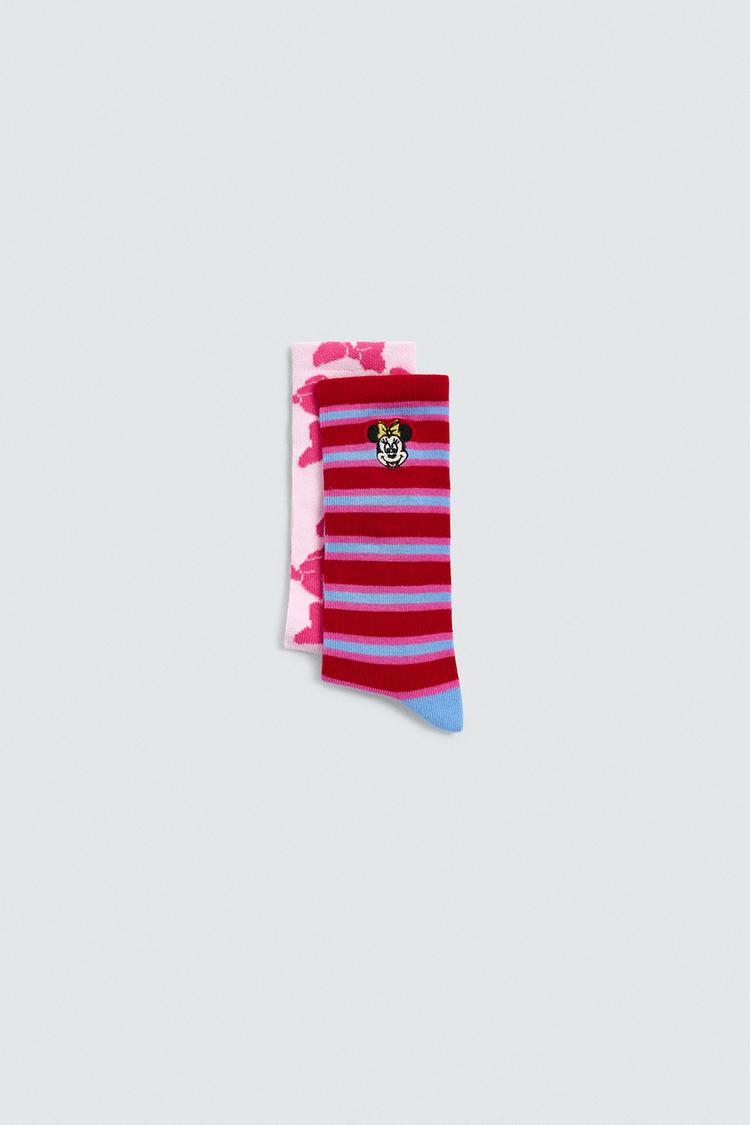 PACK 2 CALCETINES LARGOS COMBINADOS HARRY LAMBERT FOR ZARA X DISNEY - Rosa  / Blanco | ZARA Estados Unidos de América / United States, image size:750x1125