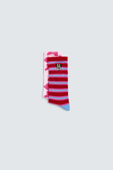 SET 2 ĐÔI TẤT DÀI PHỐI HỢP HARRY LAMBERT FOR ZARA X DISNEY - Màu hồng/Trắng từ Zara - Hình ảnh 0