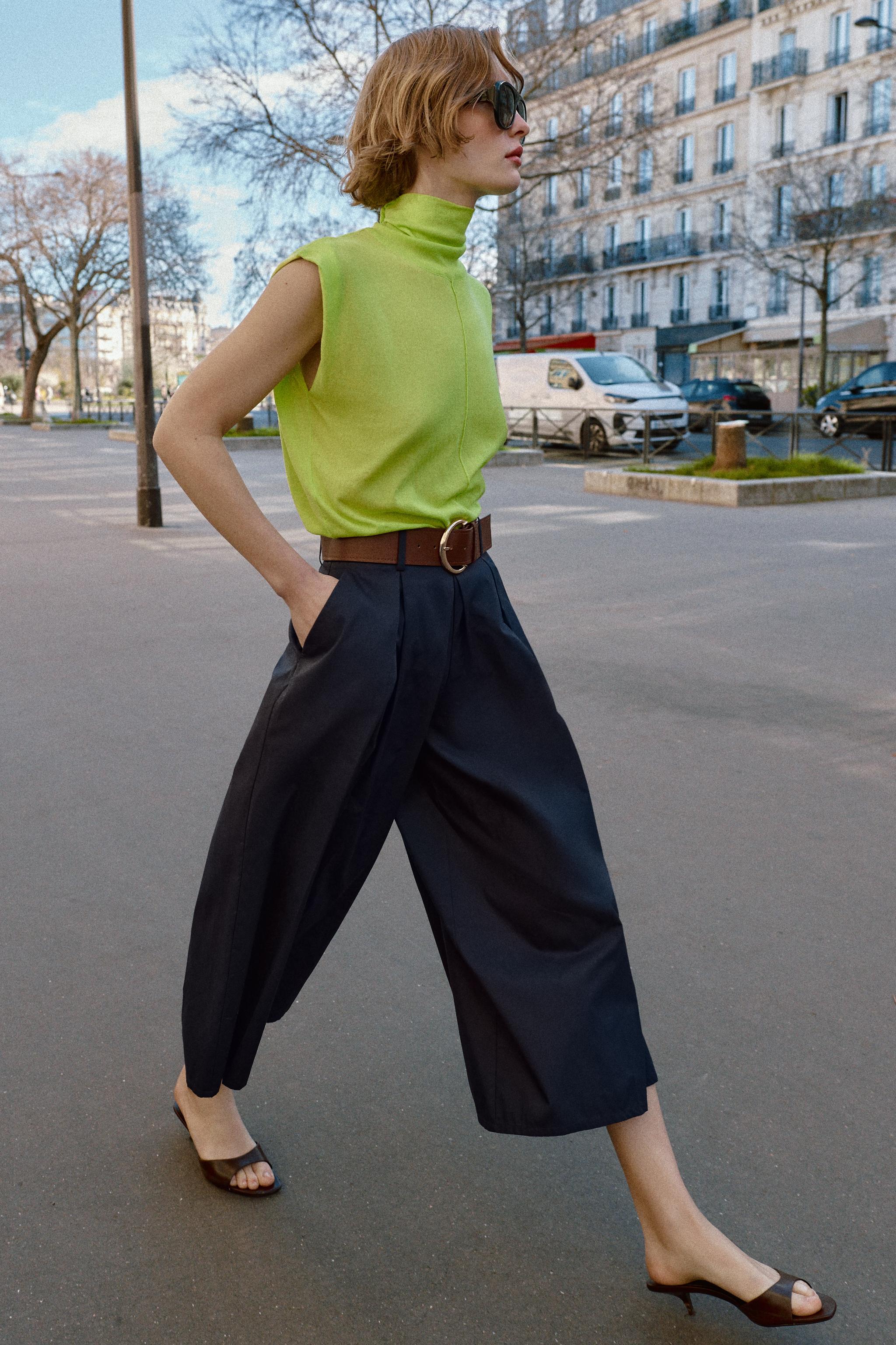 PANTALON JUPE-CULOTTE AVEC CEINTURE