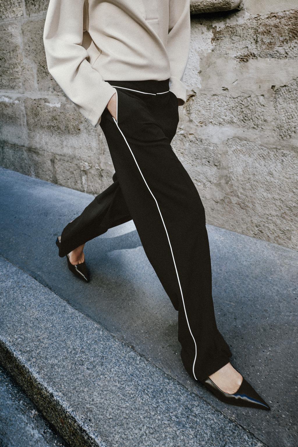 TROUSERS WITH CONTRASTING TRIM
