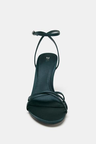 SATIN-EFFECT STRAPPY HEELED SANDALS - Deep Blue by Zara - Image 5