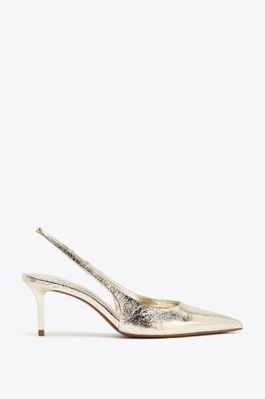 TACÓN DESTALONADO EFECTO METALIZADO - Oro de Zara