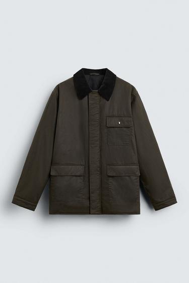 PARKA ENCERADA CUELLO COMBINADO - Khaki de Zara