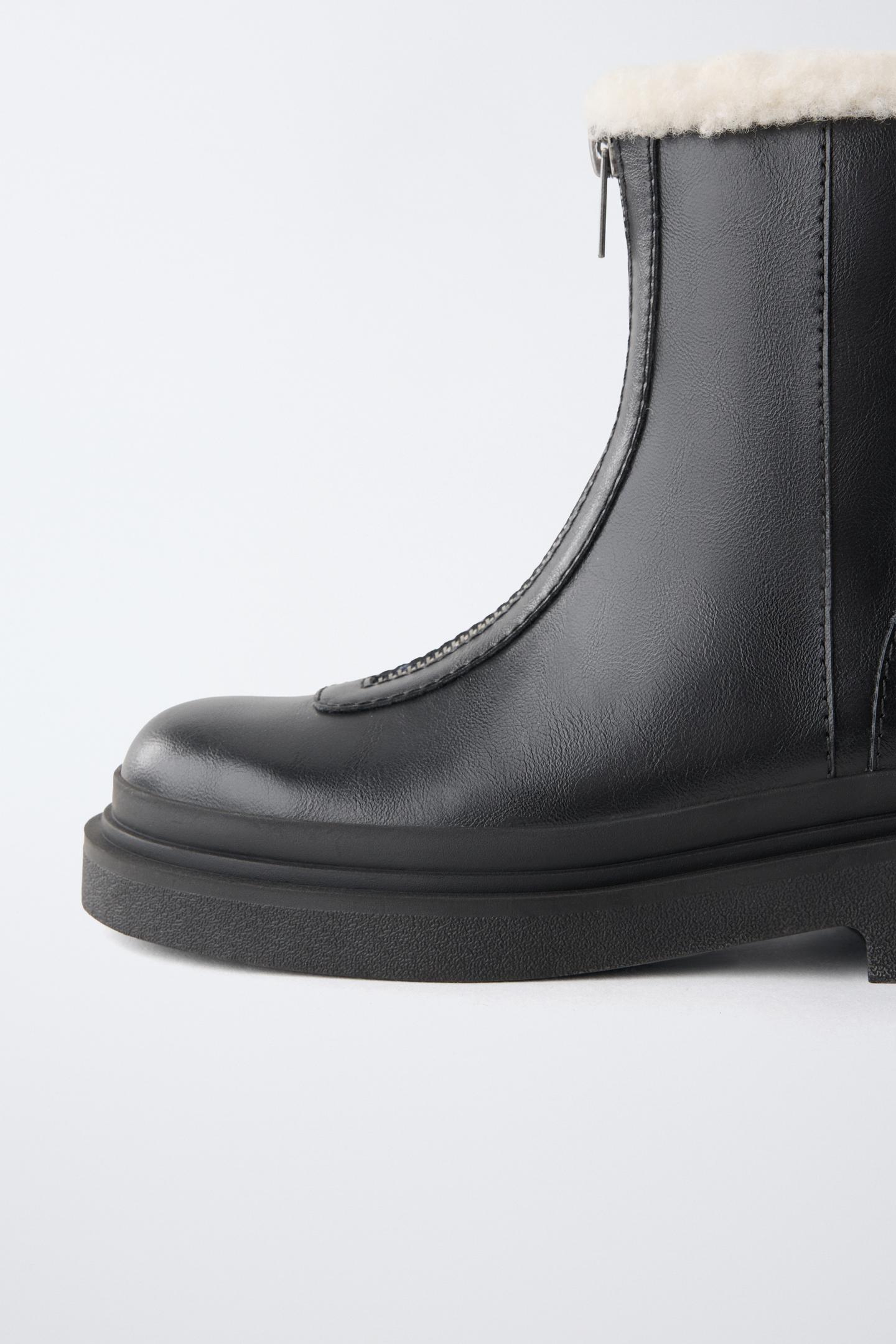 Детские ботинки Zara Lined Zip-Up Ankle, цвет: Чёрный — фото 6