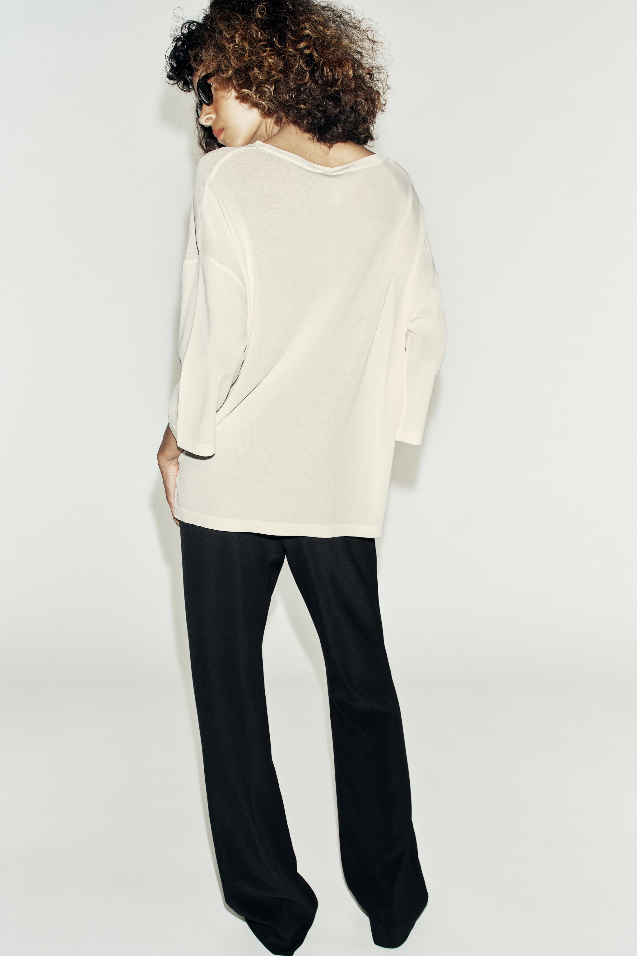Zara 3/4 Kollu Fine Triko Top görsel 6