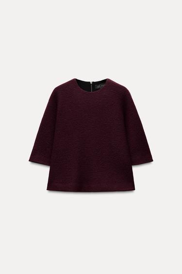 ZW COLLECTION 100% WOOL MINIMAL TOP - Wine by Zara - Image 4