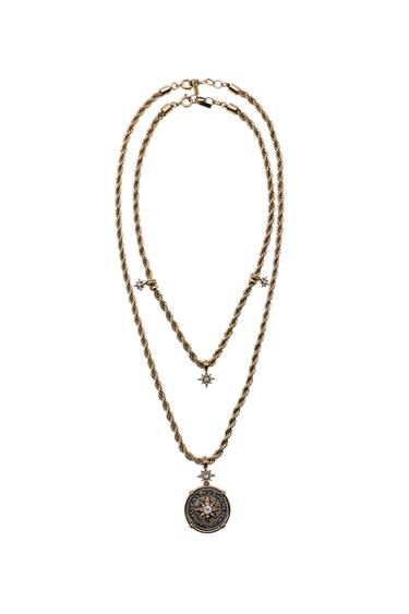 Zara PACK OF 2 STAR CHARM CHAIN NECKLACES - Golden