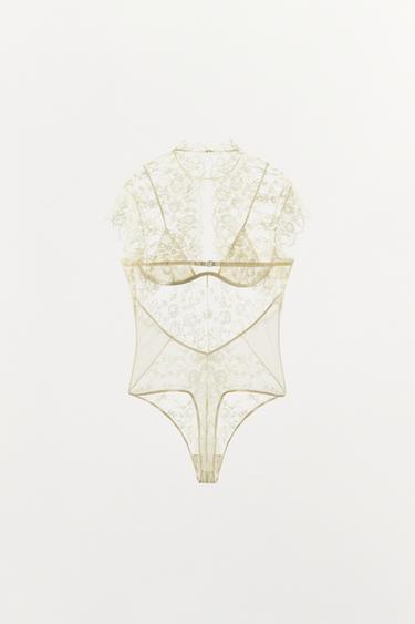 BODY AROS COMBINADO ENCAJE - Crudo de Zara