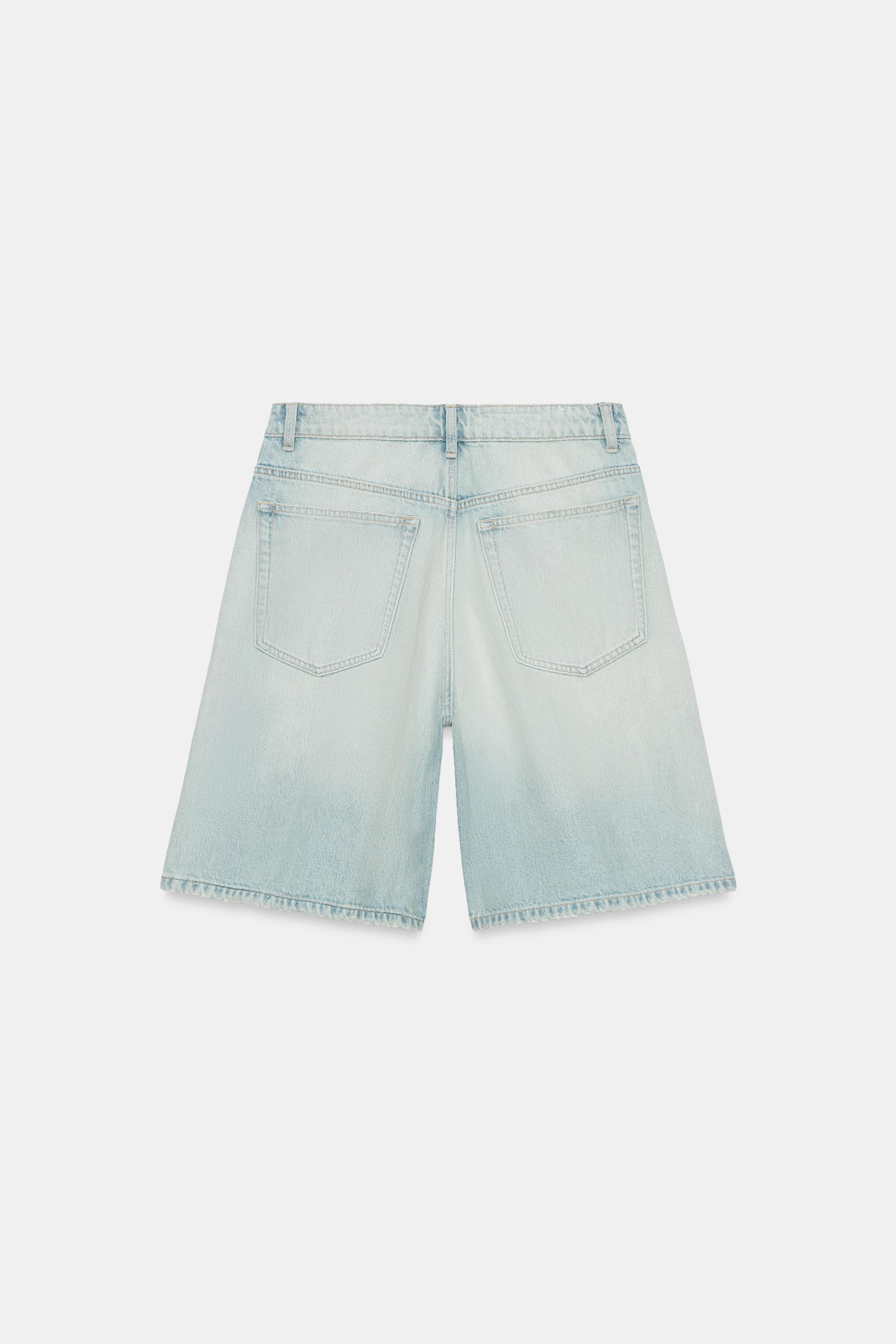 Zara TRF ORTA BEL BAGGY DENIM BERMUDA görsel 4
