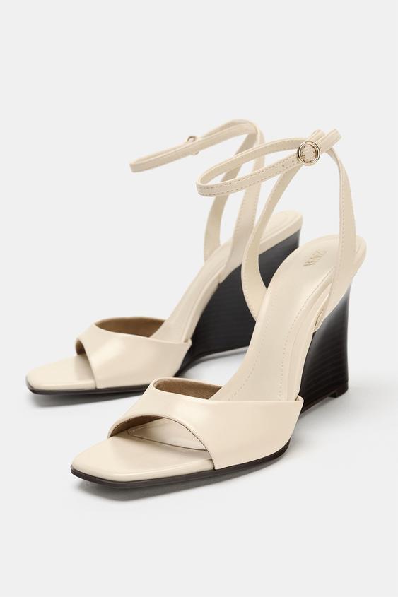SANDALES À TALONS COMPENSÉS - Blanc écru de Zara - Image 2