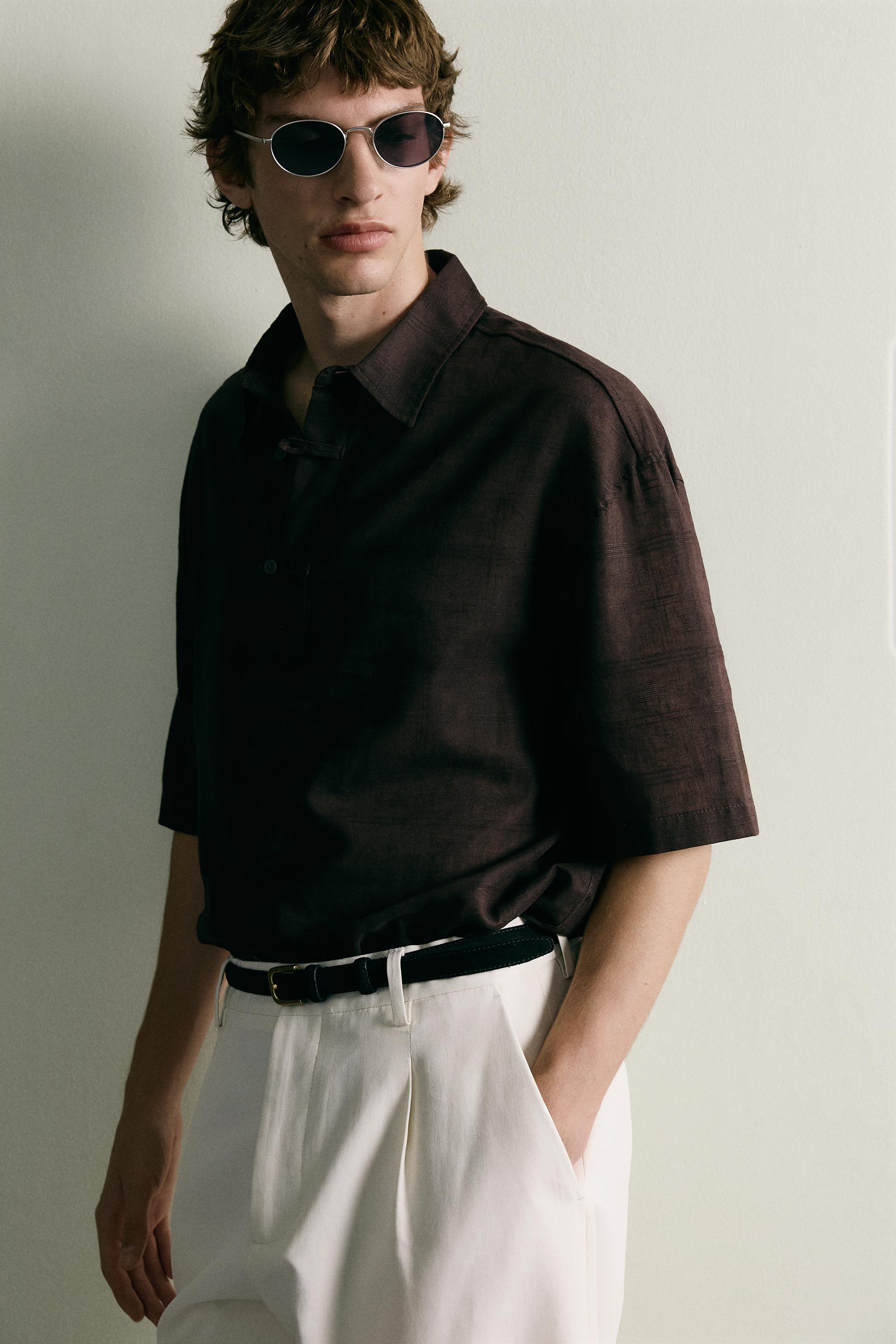 LINEN COTTON BLEND POLO SHIRT