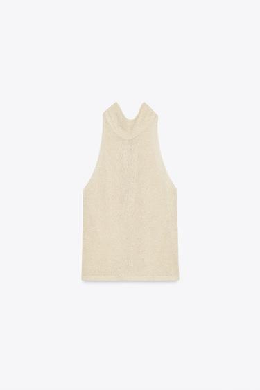 METALLIC THREAD HALTER TOP - Golden by Zara