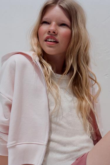 CROPPED HOODIE - Light pink by Zara