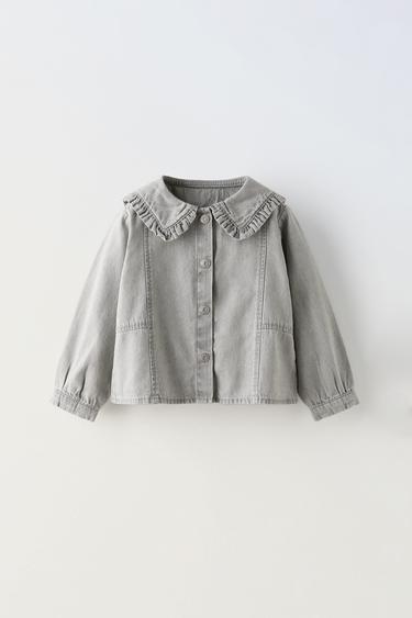 CAMISA DENIM CUELLO - Gris de Zara