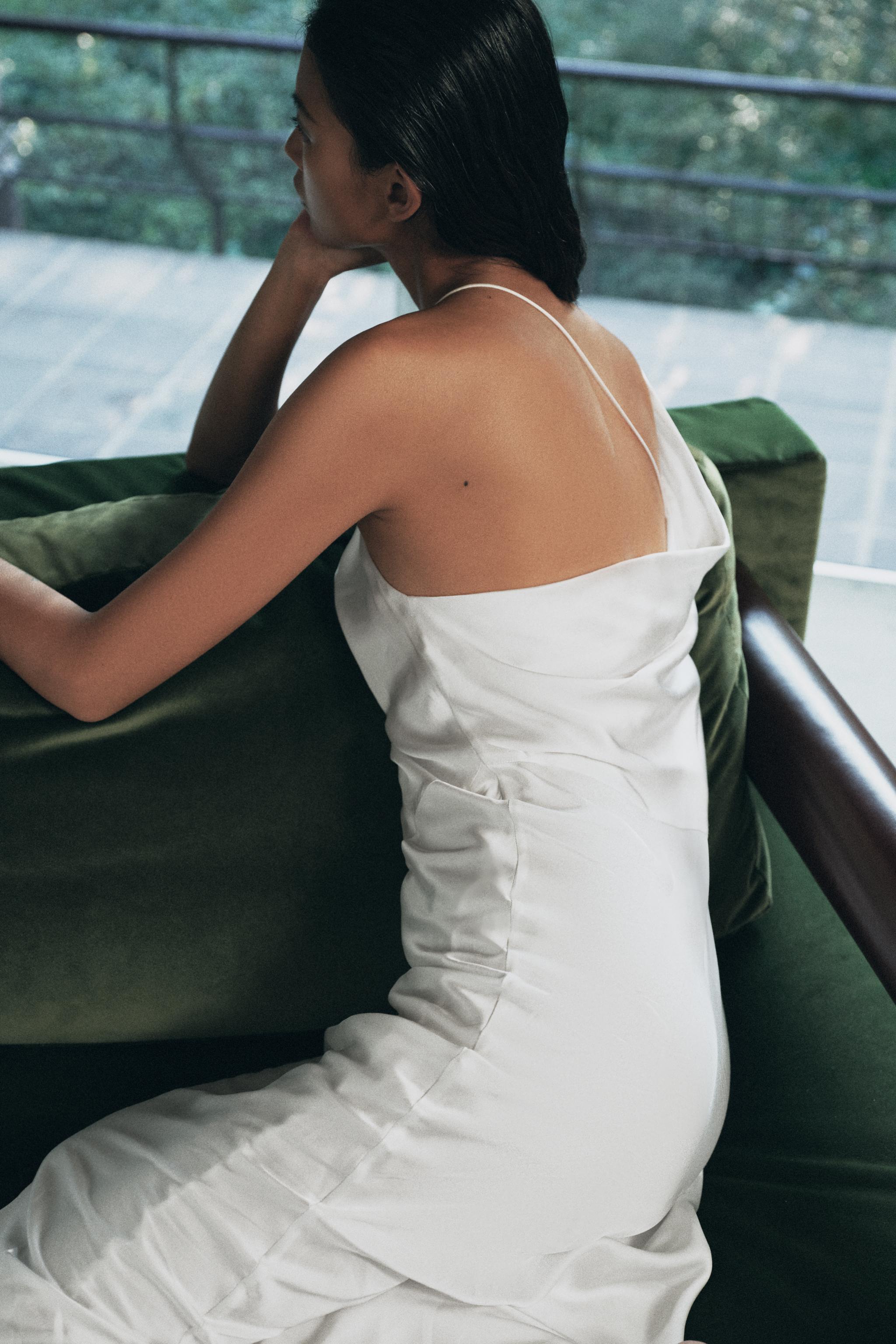 SATIN DRESS WITH BACK NECKLINE - Light ecru | ZARA United States SATIN DRESS WITH BACK NECKLINE - Light ecru | ZARA United States