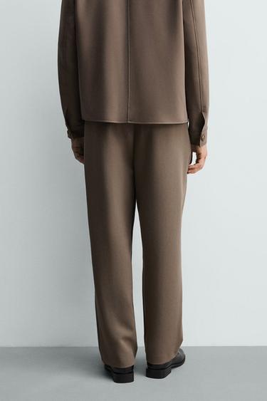 PANTALON COUPE DÉCONTRACTÉE À PLIS - Marron / Taupe de Zara - Image 2