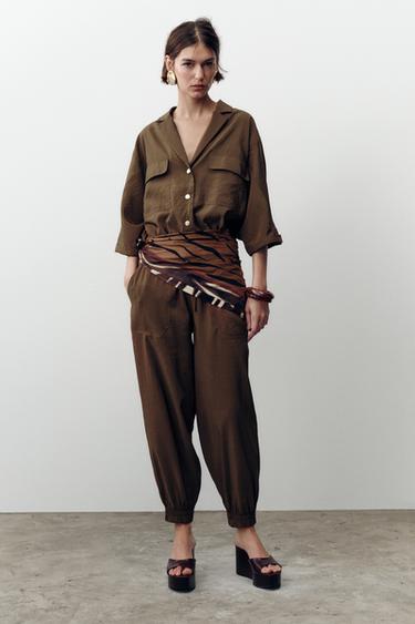 PANTALON POIGNETS BAS - Marron de Zara