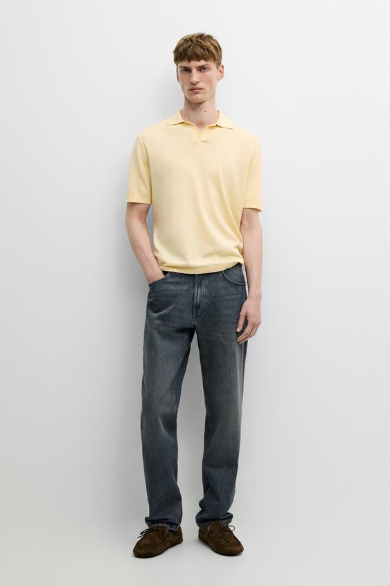 Cotton and linen knit polo sweater from Zara - $90