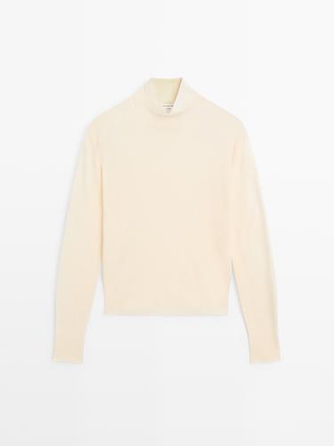 Jersey punto cuello perkins 100 % lana - STUDIO - Marfil de Zara