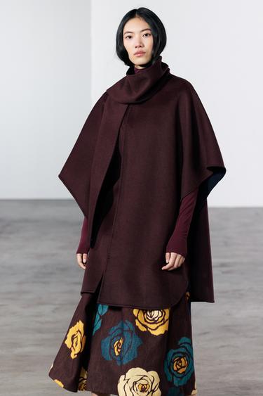 CAPE AVEC LAINE ÉCHARPE - Bordeaux de Zara - Image 1