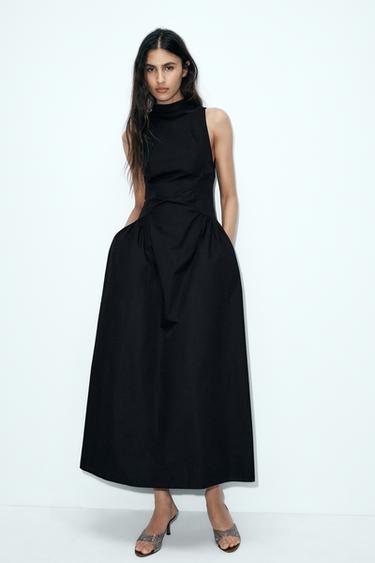 chinese dress ladies ZARA. Long black dress with slit. TM – Hibuy market