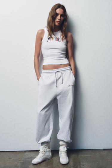 PANTALON VARSITY - Gris chiné de Zara - Image 1