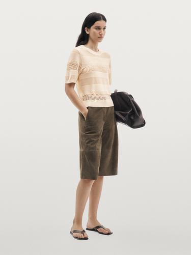 Zara Short sleeve cutwork top - Ecru - Image 0