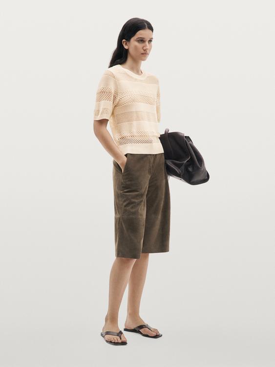 Short sleeve cutwork top