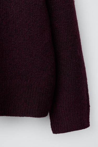 PULL EN MAILLE UNIE À COL ROULÉ - Bordeaux de Zara - Image 3