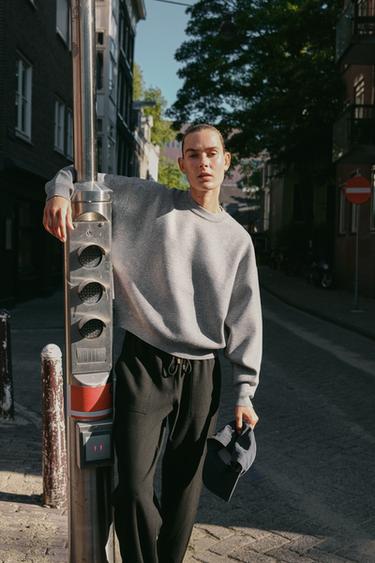 RIB KNIT SWEATSHIRT - Grey marl by Zara