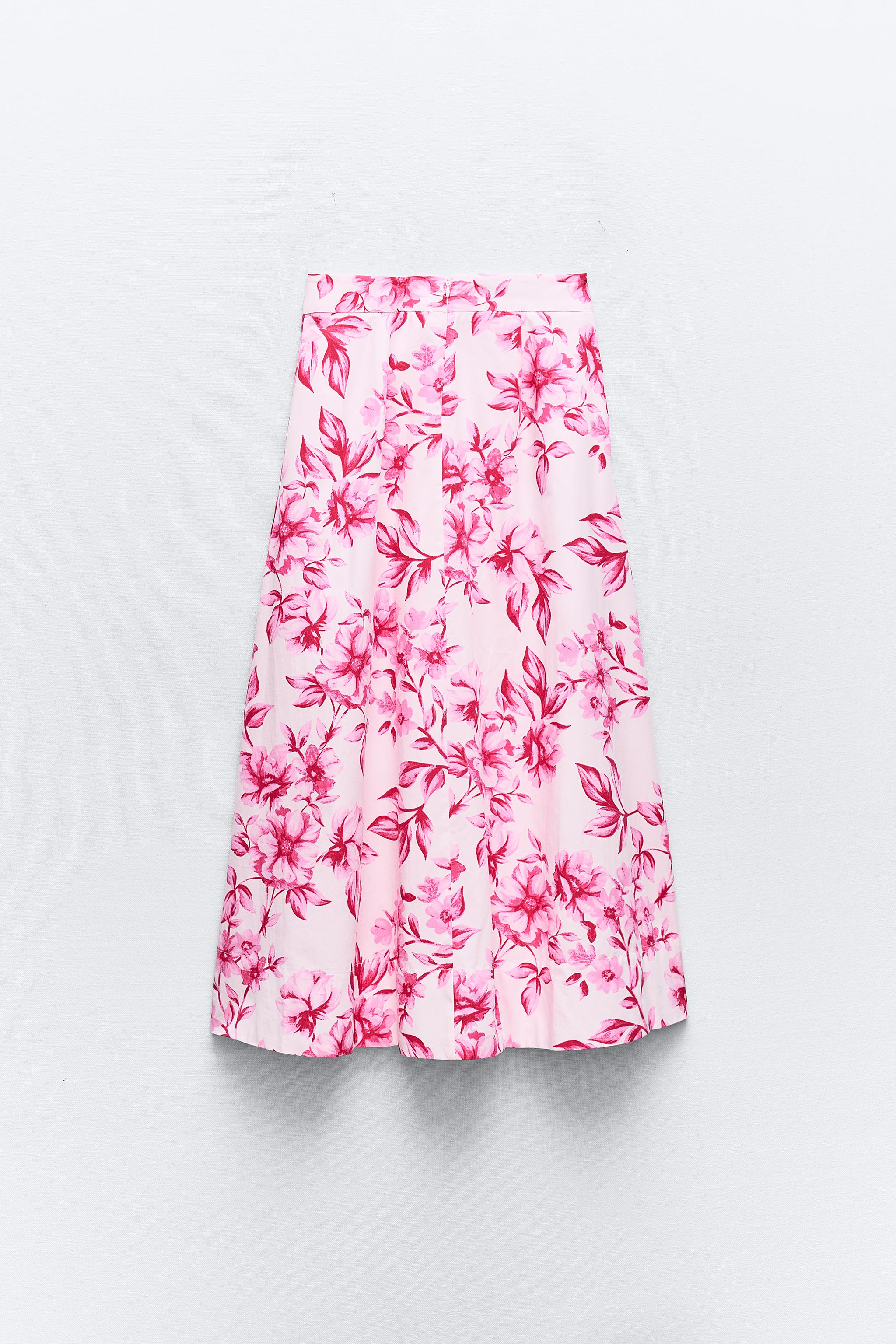 FLORAL PRINT MIDI SKIRT