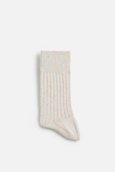 CHAUSSETTES COURTES CÔTELÉES - Écru de Zara - Image 2
