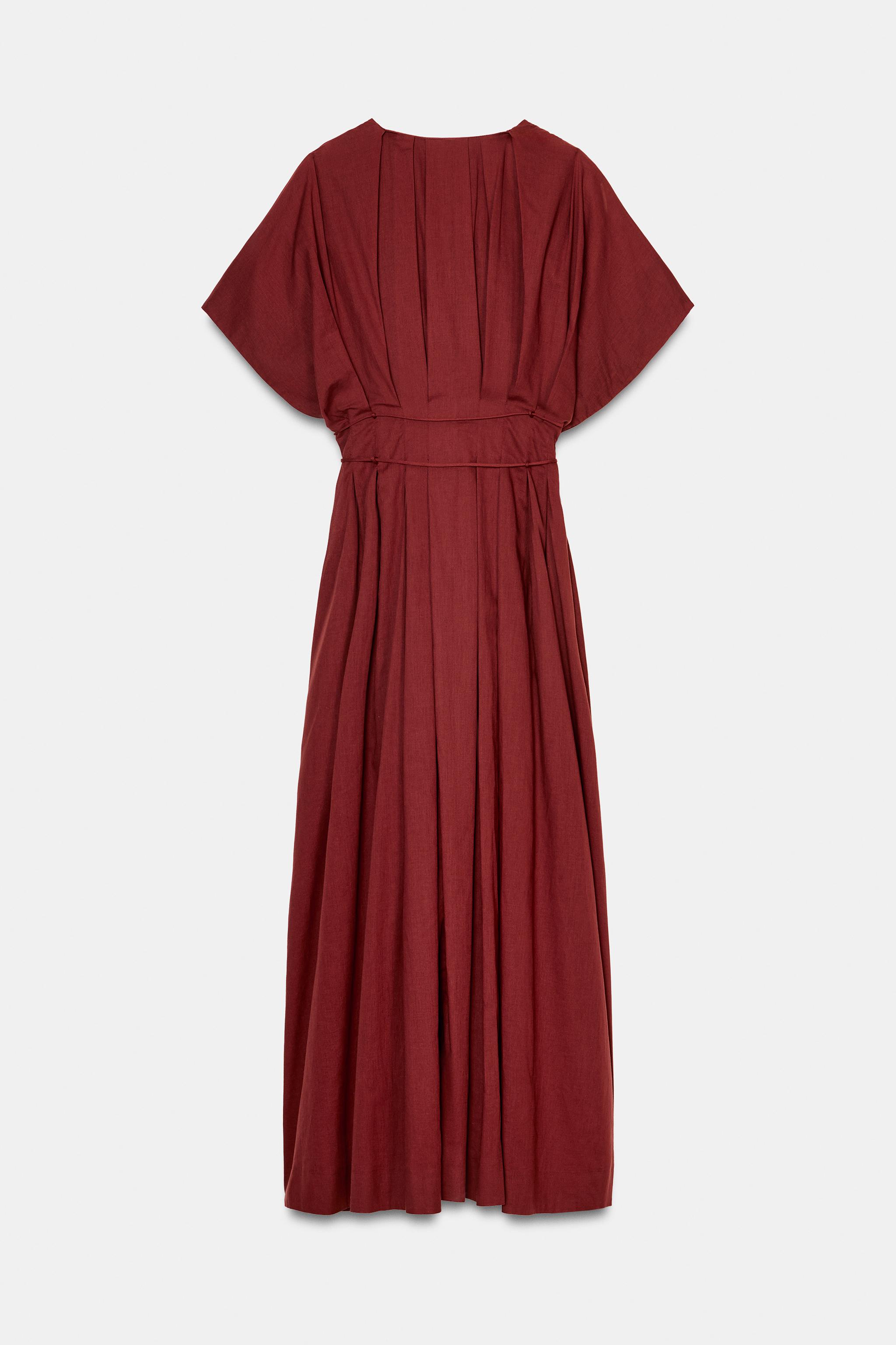 ZW COLLECTION DRESS WITH WAIST DARTS - Burgundy | ZARA South Africa