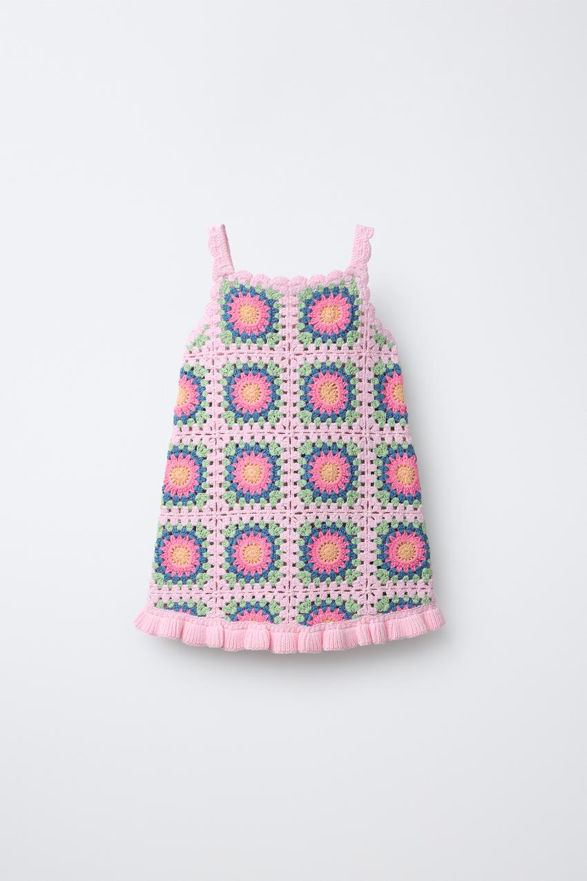 CROCHET RUFFLE DRESS - Pastel pink | ZARA United States CROCHET RUFFLE DRESS - Pastel pink | ZARA United States