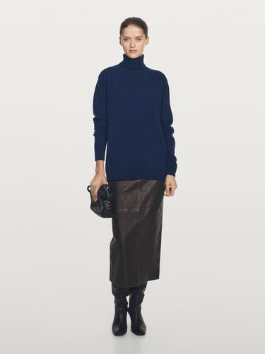 Pull long en maille à col roulé - Bleu océan de Zara - Image 0