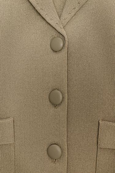 SHORT SLEEVE KNIT CARDIGAN - Light khaki by Zara - Image 7