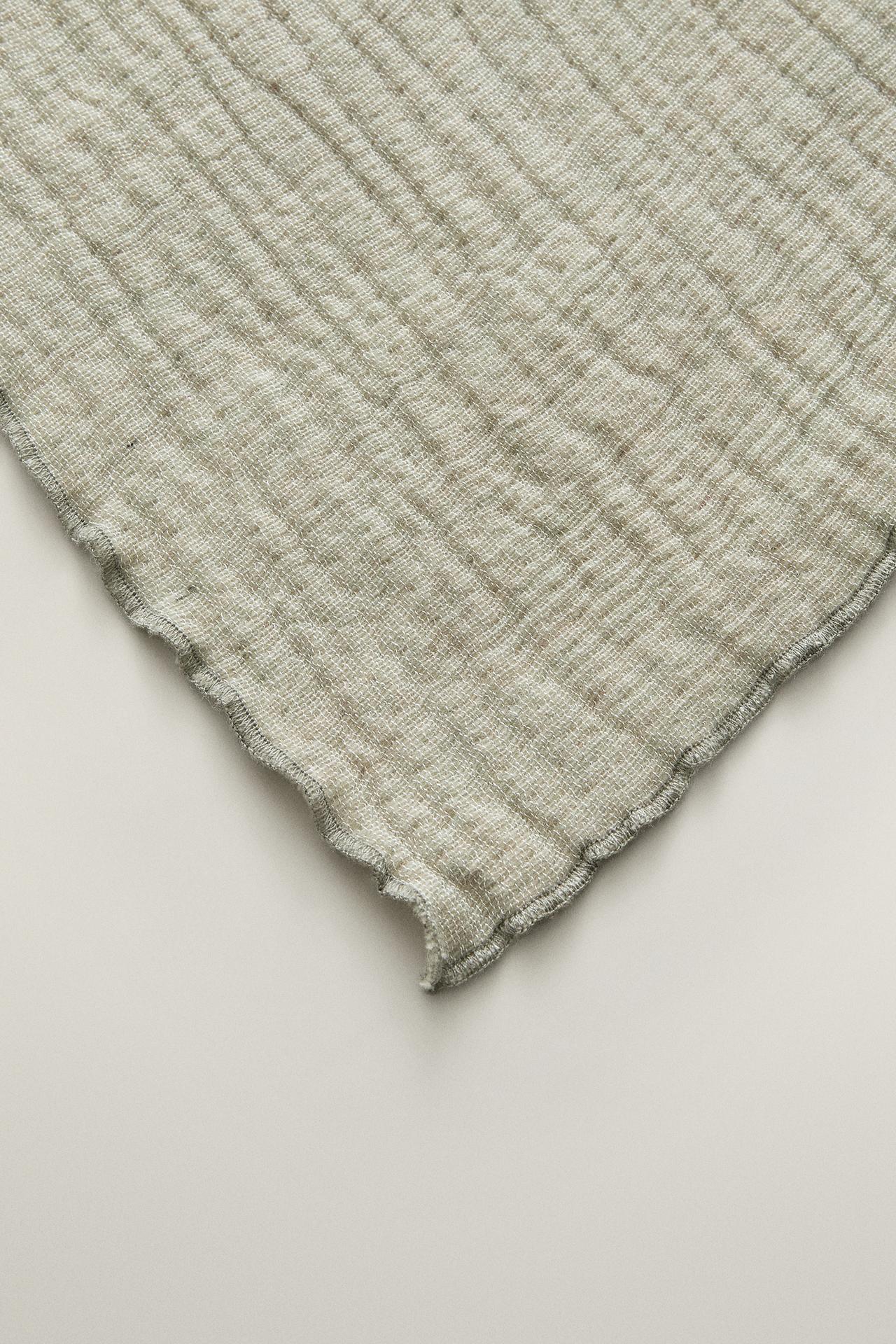 TEXTURED COTTON AND WOOL BLANKET — Green