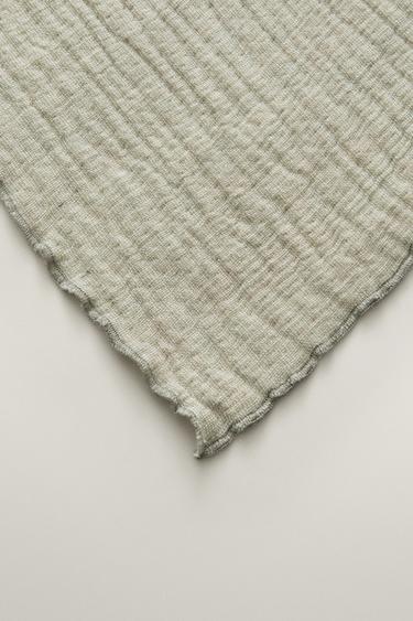 TEXTURED COTTON AND WOOL BLANKET — Green 2