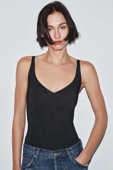BODY AUS POLYAMID MIT TRÄGERN - Schwarz von Zara