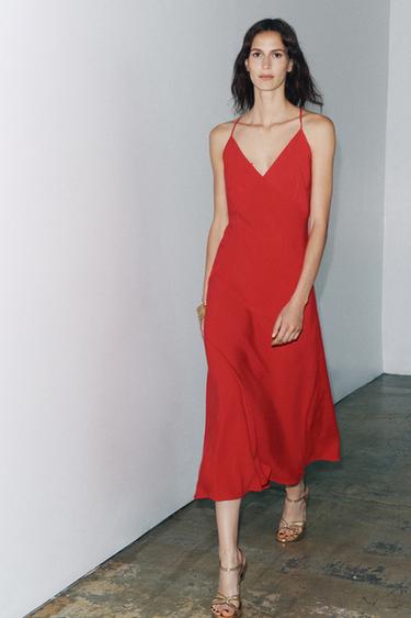 Zara ZW COLLECTION SLIP DRESS - Red
