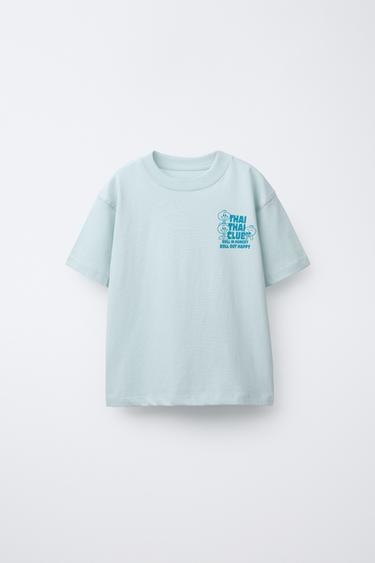 Zara PRINTED T-SHIRT - Sky blue