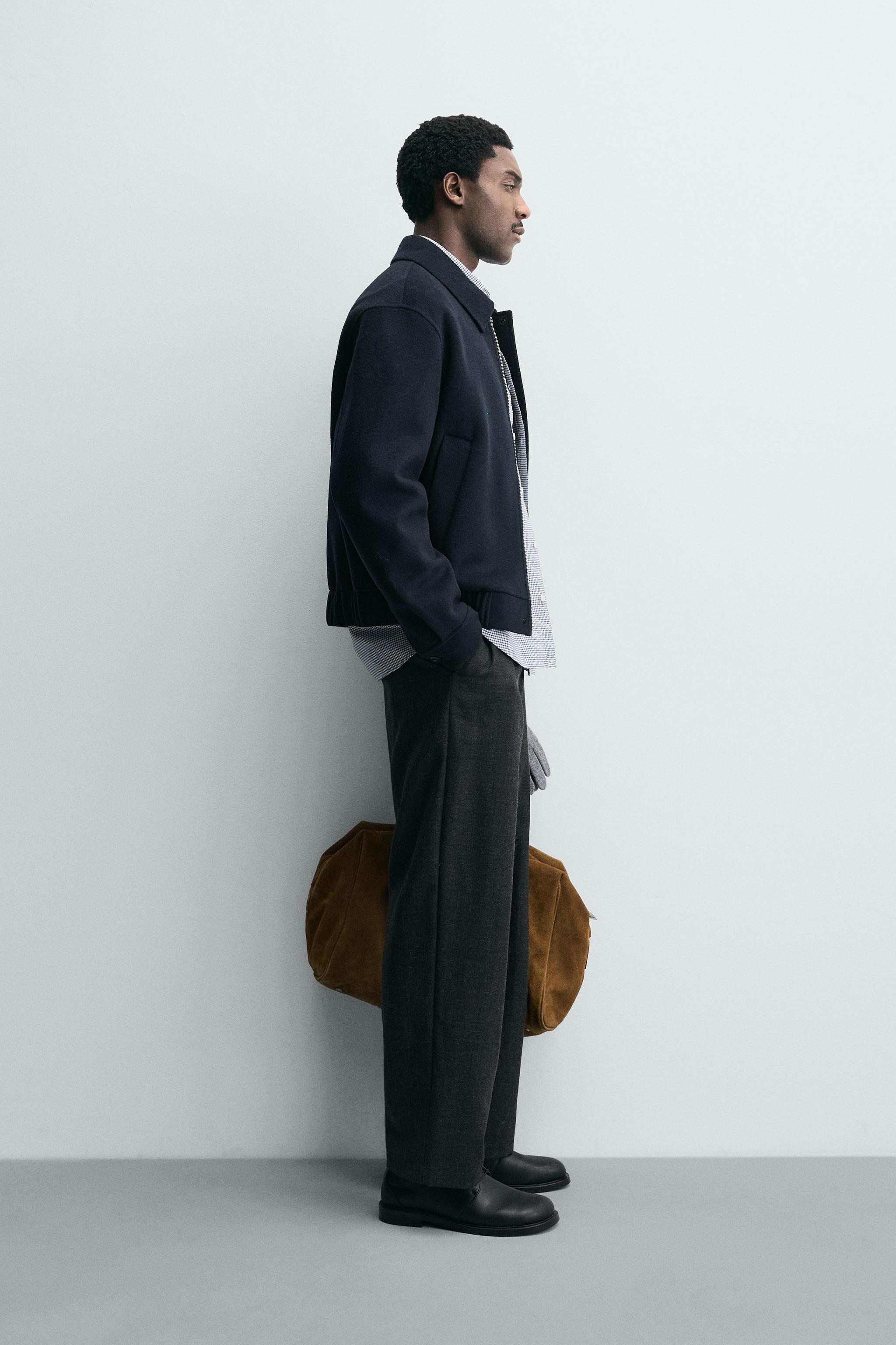 WOOL BLEND CROPPED FIT OVERSHIRT