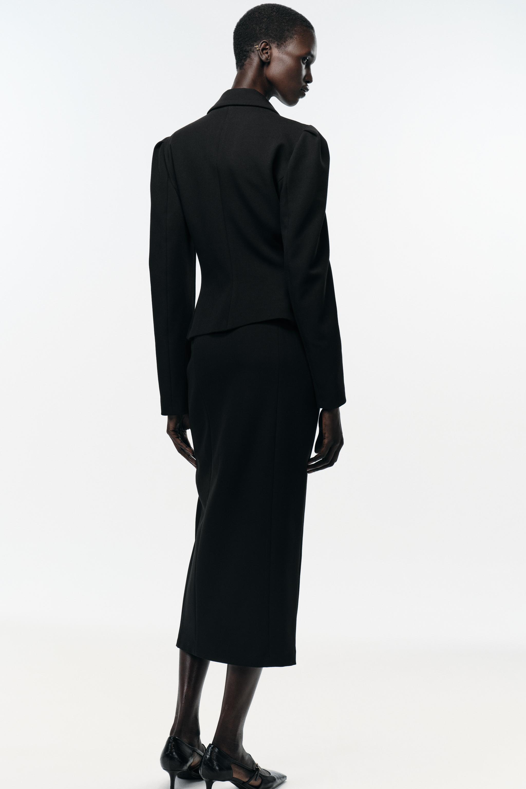 ミディ丈スリットペンシルスカート - ブラック | ZARA Japan / 日本